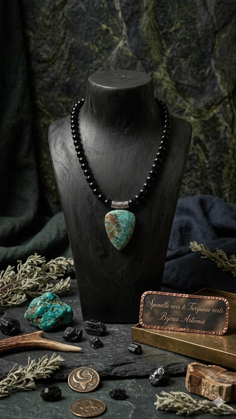 Bijoux Artemis collier pièce unique Turquoise verte