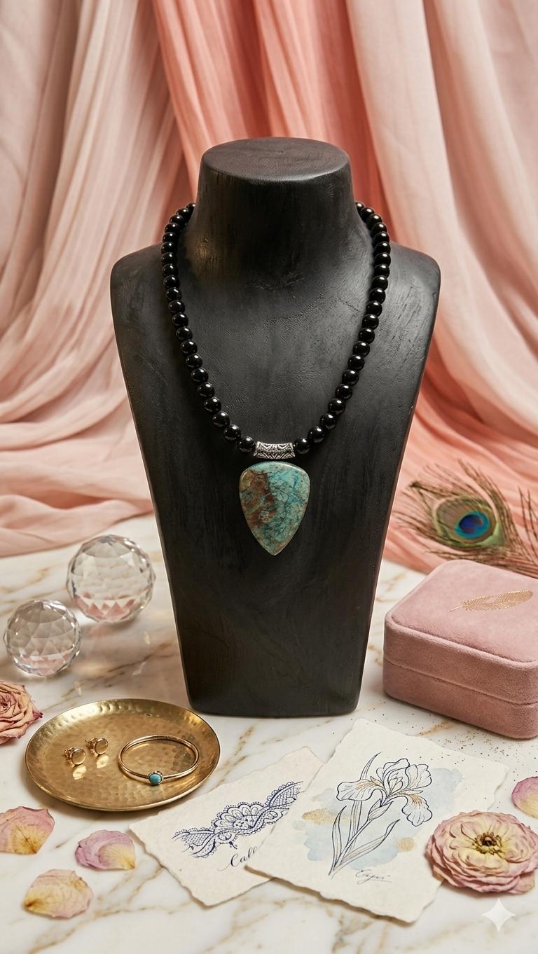 Bijoux Artemis collier pièce unique Turquoise verte