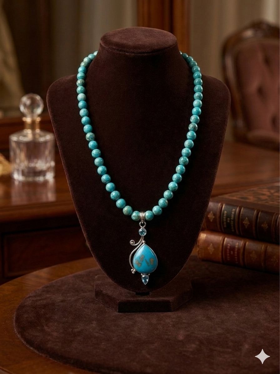 Bijoux Artemis collier pièce unique Turquoise  Sud-Africaine